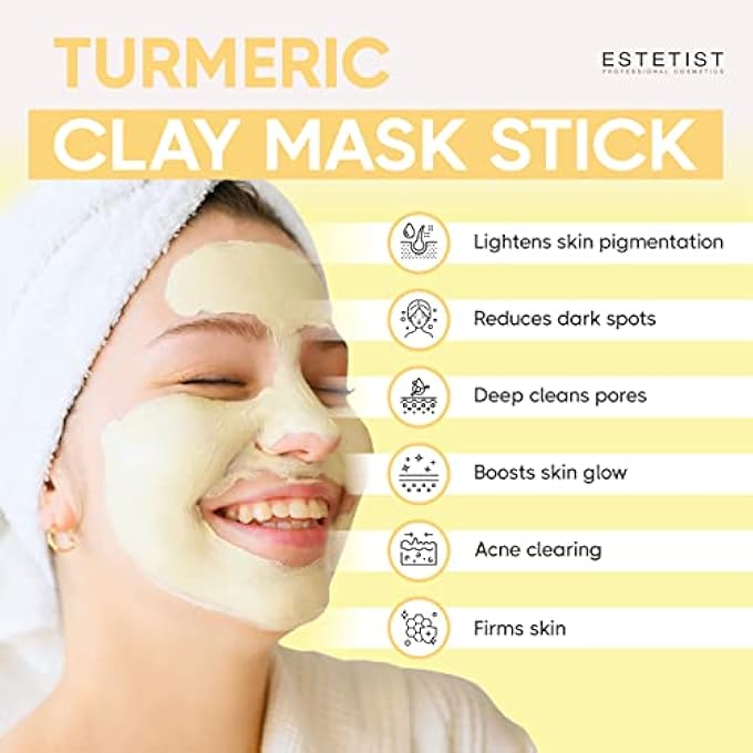Estetist TURMERIC VITAMIN C CLAY FACE MASK STICK SET FOR DARK SPOTS OIL CONTROL AND BALANCE FACIAL MASK DEEP PORE CLEANSER BLACKHEAD REMOVER ANTI-ACNE TREATMENT FOR ALL SKIN TYPES GIFT PACK OF 3 - Image 2